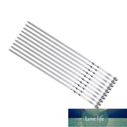 10pcs Stainless Steel BBQ Skewer Set Reusable Utensil Fork Kebob Skewers Grilling Sticks Barbecue Roast Needles