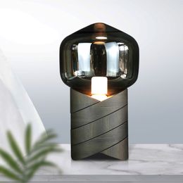 Smoky Glass LED Desk Lights Bedside Parlour Atmosphere Lamp Hotel Room Table Nordic Decoration Lighting Fixtures