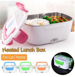 2 In 1 Car + Home Electric Heating Lunch Box 12V-24V 110V Portable Stainless Steel Liner Bento Lunchbox Food Container 210709