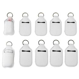 Christmas Favour Sublimation Blanks Refillable Neoprene Hand Sanitizer Holder Cover Chapstick Holders With Keychain For 30ML Flip Cap Containers Travel Bottle