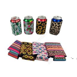 Leopard Cans Sleeve Neoprene Bar Beverage Cooler Collapsible Slim Can Beer Insulators Premium Cola Soda Bottle Koozies Cactus DAA241