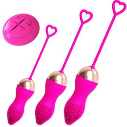 Sex Adult toys Female masturbation vibrator with dumbbell and retractable ball egg jumper wireless remote control 1012
