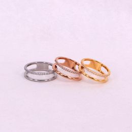 double finger ring gold Australia - Cluster Rings Hollow Double Layer 21 Micro Diamond Couple Korean Fashion Titanium Steel Gold Plated Index Finger Ring