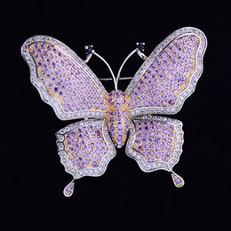 Han edition color butterfly brooches copper inlay zircon purple women's a corsage pin garment accessories