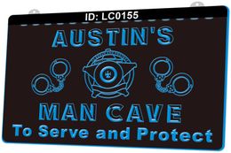 LC0155 Handcuff Man Cave To Server and Protect Light Sign 3D Engraving