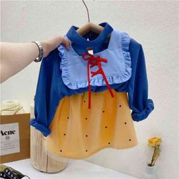 2021 Children Clothing Warm Girls Spring Casual Long Sleeves Lace For Girl Princess Party Kids Dress Suit 210331