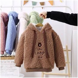 Pullover Style Kid's Winter Coat High Quality Cashmere Fashion Hooded Warm Sweater Children Lamb Clothes Lovely Baby Jacket