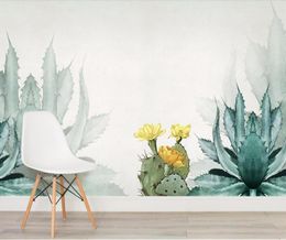 Wallpapers CJSIR Custom Wallpaper Watercolour Cactus Nordic Style TV Background Wall Living Room Bedroom Walls 3d