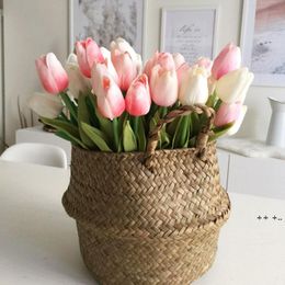 New Tulips Artificial Flower PU Real Touch Tulip Bouquet Fake Flower for Home Gift Wedding Decorative Flowers 21 Colour Avail RRF11771