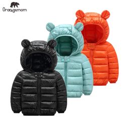Cute Baby Girls Jacket Kids Boys Light Down Coats With Ear Hoodie Spring Girl Clothes Infant Children's Clothing For Boys Coat 210902