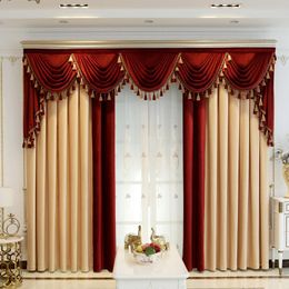 Curtain & Drapes European-style High-end Color Matching Flannel Thickened Blackout Curtains For Living Room And Bedroom Customized Products