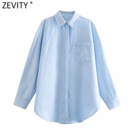 Spring Women Simply Solid Colour Single Pocket Casual Loose Blouse Office Lady Oversize Shirt Chic Chemise Tops LS7505 210416