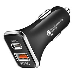 USB PD Car Charger Quick Charge 3.0 Fast Charging For iPhone Huawei Xiaomi Mobile Phone USB Type C Car Cigarette Lighter Charger
