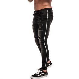 Skinny Jeans Men Slim Fit Ripped Big and Tall Stretch Blue Men Jeans for Men Distressed Elastic Waist zm23