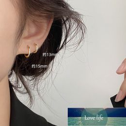 Popular 925 Sterling Silver 1 Pair Of Minimalist Huggie Ring Ear Studs Women's Simple style golden small Round Earrings EH002 Factory price expert design Quality