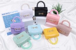 girls candy Colours handbags sweet kids Small mini jelly bag children pearl single shoulder bags cute kid casual change purse F847