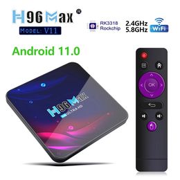 Android 11 2G 16GB 4K Android TV Box H96 Max V11 Smart TV Box 2.4G 5.8G WiFi Google Voice Set Top Box H96Max