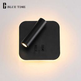 Modern LED Wall Lamp With Switch Control 8W Sconce Wall Light For Home Bedroom Living room Bedside light Corridor Black&White 210724