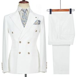-Ultime Cappotto Pant Designs 2021 Bianco Doppi Bresed Uomo Abiti Azienda Business 2 pezzi Set uomo abito da sera da sposa abito vestiti giacca pantaloni