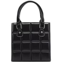 PB0015 Fashion Single Shoulder Bags Checkered Briefcase Women's Square Handbag PU Leather Messenger Bag Red Khaki Black Pink Coffee 5 Colors
