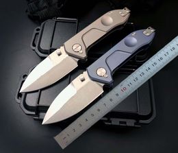 1Pcs 2021 Strong ER Tactical Fold knife D2 Satin Blade TC4 Titanium Alloy Handle Outdoor EDC Pocket Folding Knives With Plastic Box Package