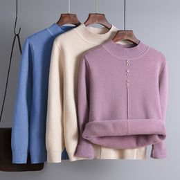 SINGREINY Women Thicken Knitted Sweater Korean Fashion Long Sleeve Button Slim Knitwear Winter Elastic Warm Knitting Pullovers 210419