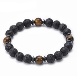 8MM Natural Lava Rock Beads Bracelets Stone Strands Bracelet Oil Diffuser Bracelet for Women Men Handmade Jewellery