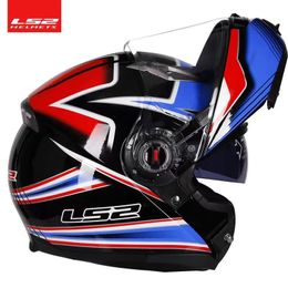 Capacete FF370 Flip up motorcycle helmet LS2 dual lens modular helmets with sun visor casco moto