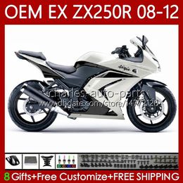 Injection Mould Body For KAWASAKI NINJA ZX250R ZX 250R EX250 ZX250 R 08 09 10 11 12 Pearl White Bodywork 81No.125 ZX-250R 2008 2009 2010 2011 2012 EX250R 08-12 OEM Fairing