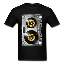 Old School Cassette Tee-Shirt NONSTOP Play Tape T Shirt Electronic Music Rock Tshirts For Men Birthday Gift Band T-Shirt 210706