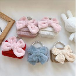 Korean Kids Purses and Handbags Cute Plush Girls Mini Bow Crossbody Bag Baby Small Coin Pouch Kid Party Purse Tote