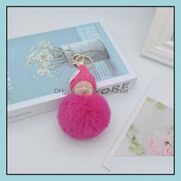 Key Rings Jewelry Cute Doll Fur Ball Keyring Bag Car Pendant Cartoon Plush Drop Delivery 2021 35S78