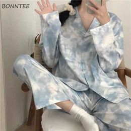 Pajama Sets Women Sweet Fresh Loose Large Size 3XL Soft Elegant Casual Sleepwear Korean Style Long Sleeve Female 2Piece Homewear X0526