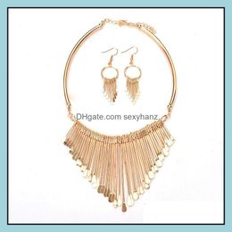 Earrings & Necklace Jewelry Sets Europe Party Casual Set Womens Tassels Dangle Pendant Necklaces With S100 Drop Delivery 2021 5J