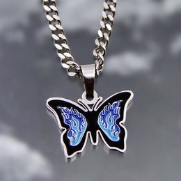 Chains Y2k 2000s Accessories Flame Butterfly Pendant Necklace For Women Punk Vintage Charm Clavice Choker Girl Jewelry Party