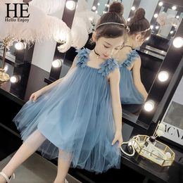 HE Hello Summer New Fashion Girl Dresses Sleeveless Sling Embroidered Net Yarn Tutu Dress Costumes For Babies Children Clothes Q0716