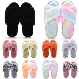 Wholesale Classics Winter Indoor Slippers for Women Snow Fur Slides House Outdoor Girls Ladies Furry Slipper Flats Platforms Soft Comfortable Shoes Sneakers 36-41