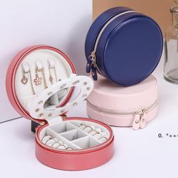 Portable double-deck Jewellery Storage Box Zipper PU Leather Display Case Rings Earrings Necklace Organiser Gift Package LLB12282