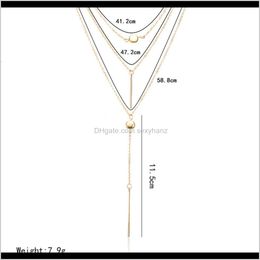 Necklaces & Pendants Jewelry Drop Delivery 2021 Fashion Collarbone Short Necklace Pendant Sweater Womens Crystal Small Round Dot Multi-Layer