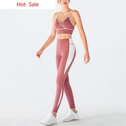 Melody Women Outfit Letter Print Sports Leggings Gym Workout Seamless Yoga Sets Female Suit Wear Running