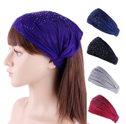 Women rhinestone Cotton Yoga Headband for Women Striped Handmade Knotted Hair Bands Girls Turban Female Hair Accessories