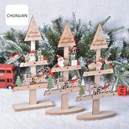 Decorative Objects & Figurines Christmas Tree Wooden Ornament DIY Gift Snowman Santa Claus Craft Fot Home Decoration Table Deco
