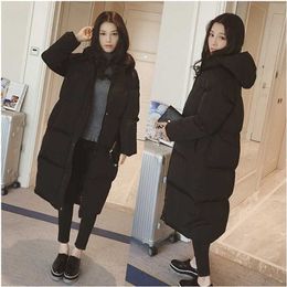 Hooded Ladies Coat Long Coats Parka Oversize Colour Jacket Mid-long Women Winter Thick Down 211008