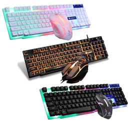 USB Wired Set Colourful Rainbow 104 Keys RGB Backlight Gaming Mouse and Keyboard Kit Home Office