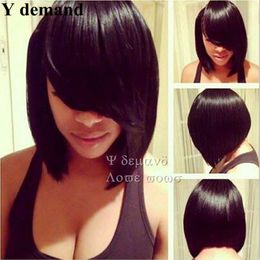 Fashion Short Black/Light Brown BOB Synthetic Wigs Straight Natural Hair Perucas for Black Women Afro Cosplay Wigfactory direct