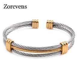 Zorcvens New Arrival Spring Wire Line Colorful Titanium Steel Bracelet Stretch Stainless Steel Cable Bangles for Women Q0719