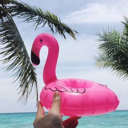 INS PVC uppblåsbara flamingo drycker kopp hållare pool tecknad flottor flytande dryck koppar stå ring bar kustfartyg floatation barn bad simma simning leksak