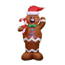 Christmas Decorations Inflatable Gingerbread Man Candy Canes LED Light Outdoors Ornaments Year Party Home Shop