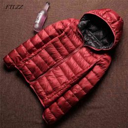 90% Ultra Light White Duck Down Women Parkas Female Short Double Sided Hooded Windproof Coats Plus Size 4XL With Bag 210430