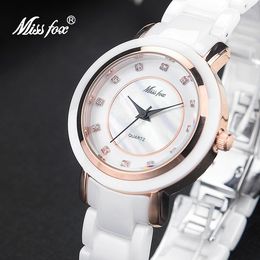 White Ceramic Watch Fashion Rose Gold Watch Women Ceramic Gift Steel Butterfly Clasp Super Cool Summer Watches